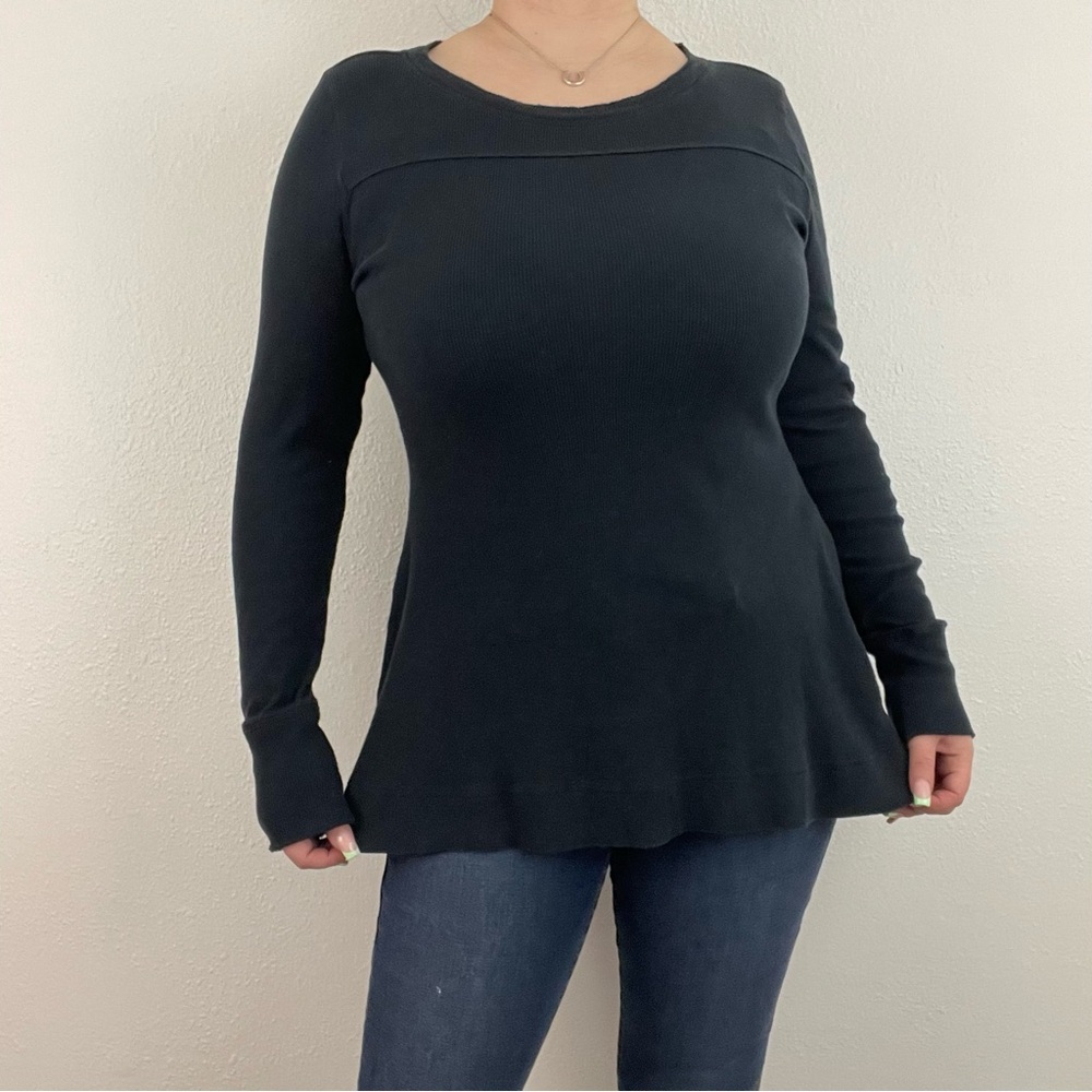 MUDD Y2K Black Edgy Casual Bella Swan Crewneck Long Sleeve Babydoll Sweater Top